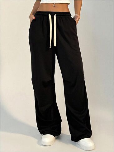 Women's Wide Leg Drawstring Waist Sweatpants Workout Baggy Trousers with Pockets in Saudi Arabia