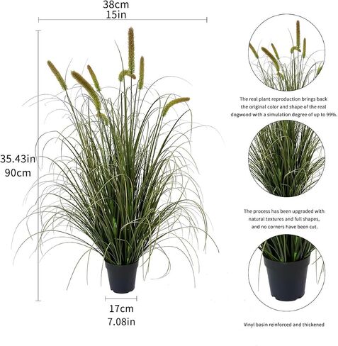 Artificial Plant 3ft(35in) Tall Artificial Grass Plant,Faux Plants Indoor Home Decorative Artificial Plants & Flowers in Pot Fake Plant, House Plant Indoor 2pack in Saudi Arabia