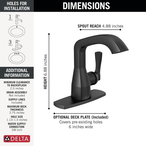 Delta Faucet Stryke Single Hole Bathroom Faucet, Gold Single Handle Bathroom Faucet, Bathroom Sink Faucet, Metal Push Pop-Up Drain, Lumicoat Champagne Bronze 576-CZ-PR-MPU-DST in Saudi Arabia
