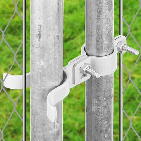 2Pcs Chain Link Fence Gate Fork Latch, 1-3/8" x 1-3/8" Fence Fork Latch with Bolts and Nuts, Gate Frames Latch with Padlock Hole for Fence Gates, Kennels and Runs, Silver in Saudi Arabia