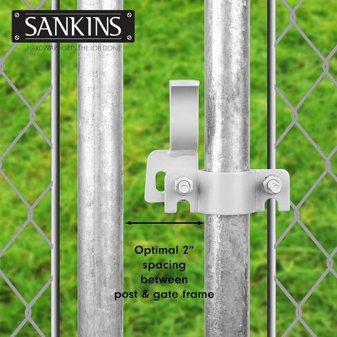 2Pcs Chain Link Fence Gate Fork Latch, 1-3/8" x 1-3/8" Fence Fork Latch with Bolts and Nuts, Gate Frames Latch with Padlock Hole for Fence Gates, Kennels and Runs, Silver in Saudi Arabia