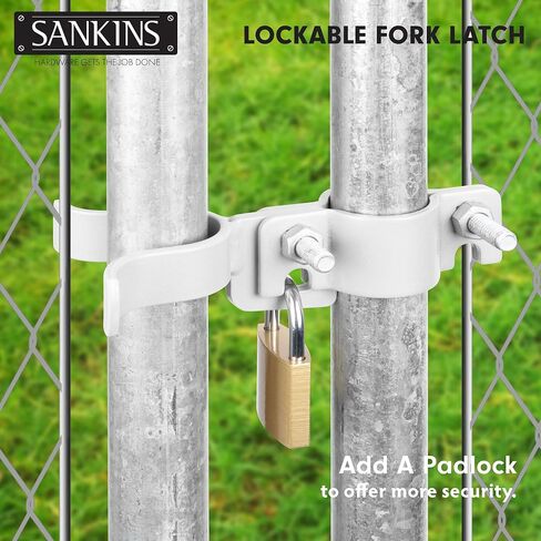 2Pcs Chain Link Fence Gate Fork Latch, 1-3/8" x 1-3/8" Fence Fork Latch with Bolts and Nuts, Gate Frames Latch with Padlock Hole for Fence Gates, Kennels and Runs, Silver in Saudi Arabia