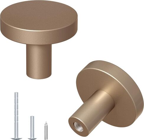 2 Pack Cabinet and Drawer Knobs, Bifold Barn Door Handle- Stylish Round Pulls for Bi-Folding Sliding Barn Door, Kitchen, Dressers, Cupboard and Closets, Metallic Gray Gold in Saudi Arabia