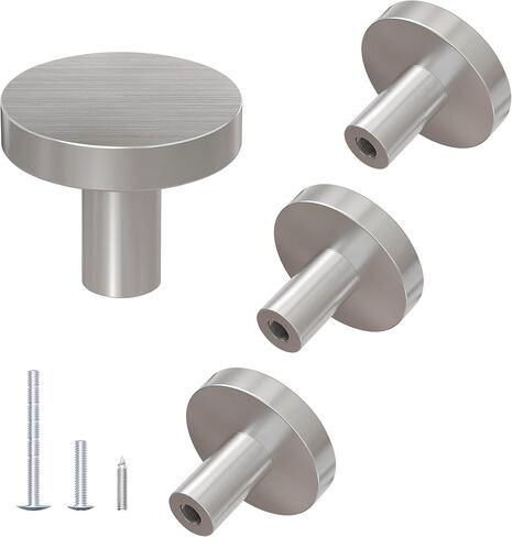 2 Pack Cabinet and Drawer Knobs, Bifold Barn Door Handle- Stylish Round Pulls for Bi-Folding Sliding Barn Door, Kitchen, Dressers, Cupboard and Closets, Metallic Gray Gold in Saudi Arabia