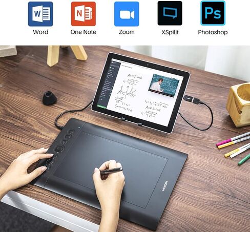 هيون تابلت للرسم الجرافيكي HS610 من هيون لاجهزة اندرويد يدعم وظيفة الامالة وقلم ستايلس بدون بطارية مع ضغط قلم 8192 in Kuwait