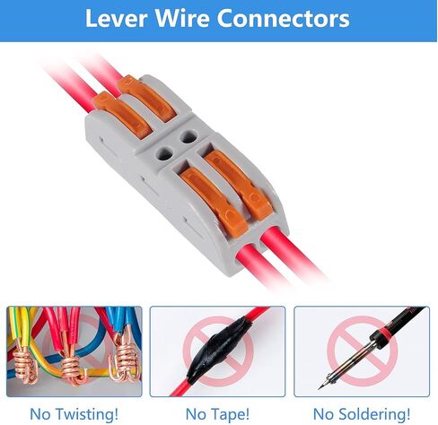 موصلات أسلاك الرافعة، 25 قطعة من Coliao 2 موصلات توصيل مدمجة تدفع في موصلات الأسلاك السريعة للدائرة المضمنة 28-12 AWG in Kuwait