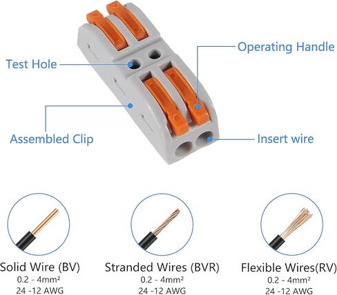 موصلات أسلاك الرافعة، 25 قطعة من Coliao 2 موصلات توصيل مدمجة تدفع في موصلات الأسلاك السريعة للدائرة المضمنة 28-12 AWG in Kuwait