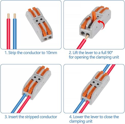 موصلات أسلاك الرافعة، 25 قطعة من Coliao 2 موصلات توصيل مدمجة تدفع في موصلات الأسلاك السريعة للدائرة المضمنة 28-12 AWG in Kuwait