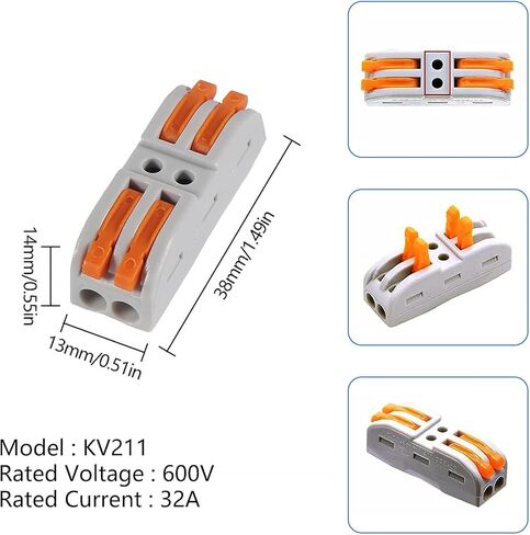 موصلات أسلاك الرافعة، 25 قطعة من Coliao 2 موصلات توصيل مدمجة تدفع في موصلات الأسلاك السريعة للدائرة المضمنة 28-12 AWG in Kuwait