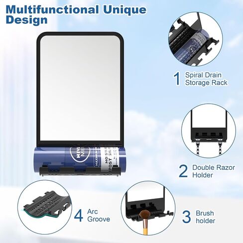 Shower Mirror Fogless for Shaving, Fogless Mirror for Shower with Razor Holder, Anti Fog Shaving Mirror with Multifunctional Storage,Fogless Shower Mirror , Fogless Mirror Shatterproof, NO-Drilling in Saudi Arabia
