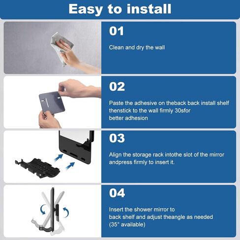 Shower Mirror Fogless for Shaving, Fogless Mirror for Shower with Razor Holder, Anti Fog Shaving Mirror with Multifunctional Storage,Fogless Shower Mirror , Fogless Mirror Shatterproof, NO-Drilling in Saudi Arabia