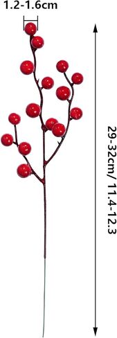 12 حزمة من سيقان التوت الأحمر الاصطناعي فروع غصين شجرة عيد الميلاد وجذع التوت العنابي يختار التوت الهولي لإكليل شجرة عيد الميلاد وديكورات المنزل وترتيبات الزهور in Kuwait
