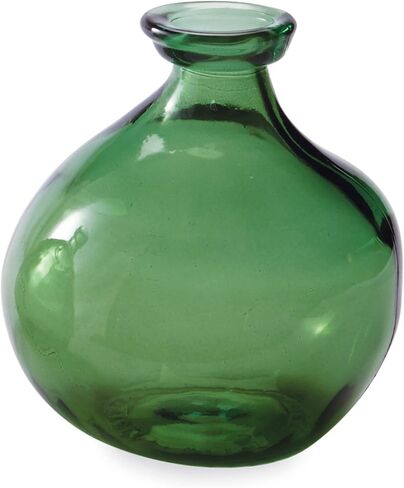Mud Pie Recycled Green Spanish Rounded Small Glass Vase 7.5" x 6.5" Dia in Saudi Arabia