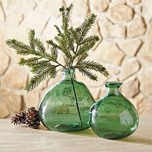 Mud Pie Recycled Green Spanish Rounded Small Glass Vase 7.5" x 6.5" Dia in Saudi Arabia