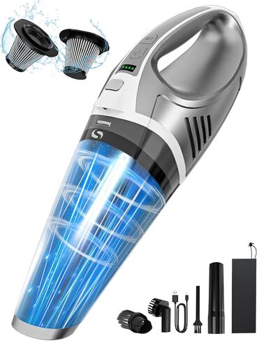 Handheld Vacuum Cordless, Car Vacuum Portable Cordless 15000Pa High Power, Hand Vacuum 2-Speed Brushless, Car Vacuum with LED, Rechargeable Mini Vacuum Cleaner for Car, Home, Office, Pet in Kuwait