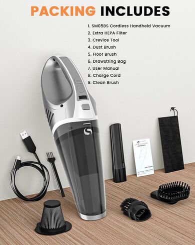 Handheld Vacuum Cordless, Car Vacuum Portable Cordless 15000Pa High Power, Hand Vacuum 2-Speed Brushless, Car Vacuum with LED, Rechargeable Mini Vacuum Cleaner for Car, Home, Office, Pet in Kuwait
