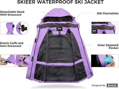 Skieer Women's Waterproof Ski Jacket Warm Winter Coat Fleece Snowboarding Coat in Saudi Arabia