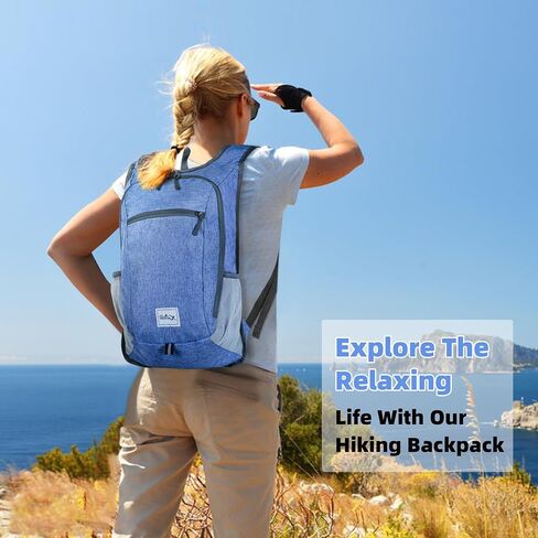 Hiking Backpack 15L Small Travel Backpack Lightweight Daypack Foldable Hiking Backpack Packable Camping Hiking Backpack for Women Men (Teal Blue) in Saudi Arabia