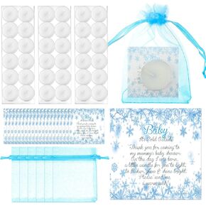 MTLEE 100 Sets Snowflake Baby Shower Party Favors Winter Birthday Party Supplies Thank You Gifts for Guests Including 100 Tealight Candles 100 Thank You Tags 100 Gift Bags for Gender Reveal Party