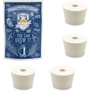 Fermentation Rubber Stoppers Drilled Bungs For Use With Airlock (#7.5 Rubber Stopper - 4 Pack)
