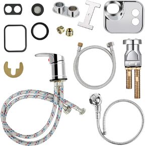 Salon Shampoo Bowl Faucet, Professional Shampoo Bowl for Sink for Home, Chrome Shampoo Bowl Hose Replacement Set, Shampoo Sprayer for Sink, Salon Sink Faucet with Vacuum Breaker, Bath Accessories