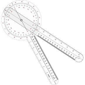 Goniometer 12 inch, 360 Degree Clear Protractor Physical Therapy Plastic Orthopedic Angle Ruler for Body Measuring Medical Motion Classroom