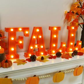 CESOF Fall Decorations for Home, Fall Decor 8.5 Inch LED Marquee Light Up Fall Letters Lights Signs, Battery Powered Fall Table Decorations for Living Room Bedroom Mantel Office Indoor Autumn Decor