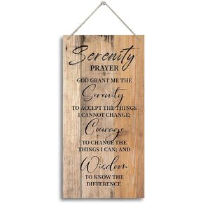 HALUOSI Serenity Prayer Wooden Decor Sign, God Grant Me The Serenity Wall Decor Sign, Hanging Printed Wooden Plaque Decor, Rustic Family Signs for Home Decor, Christian Gift 12x 6inch (A3)