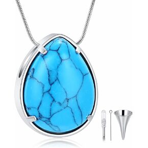 دمعة مع قطرة الماء الفيروزية الفولاذ المقاوم للصدأ جرة قلادة قلادة مجوهرات الحرق هدايا للنساء والفتيات تذكارية تذكار رماد حامل مجوهرات in Kuwait