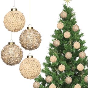 RoseCraft 3.14"/80MM Christmas Ball Ornaments, 12PCS Shatterproof Christmas Tree Hanging Decorations, for Rustic Farmhouse Home Party Indoor Thanksgiving Xmas Decor.