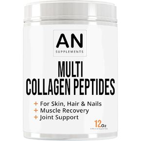 Multi Collagen Peptides Powder Grass-Fed Hydrolyzed Collagen Powder for Hair, Skin, Nails, Digestive Gut Joint Health Keto, Non-GMO, Gluten Free Collagen Supplement - Unflavored
