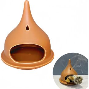 3-in-1 Ceramic Incense Burner - Sage, Cedar, Incense Stick and Tubes - Unique Home Decor for Meditation Rooms, Yoga and Aromatherapy - Brown Handmade Incense Holder