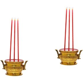 PRETYZOOM Table Candles 2pcs Electronic Incense Burner Chinese Decor Temple Incense Burner Electric Buddhist Led Light Decor for Table Wedding Ceremony Buddhist Lamp Flashing 3D Plastic