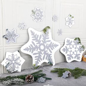 Yousoontic 12 Pcs Christmas Snowflake Mirror Wall Decals Acrylic Snowflake Mirror Wall Stickers Various Sized Removable 3D Snowflake Stickers Xmas Window Cling Art for Home Bedroom Indoor Decoration