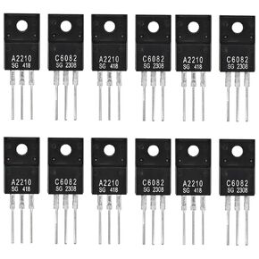 6Pack A2210 C6082 Transistor Set (6Pcs 2SA2210 + 6Pcs 2SC6082) - TO-220F for Printer Repair and Electronics Projects