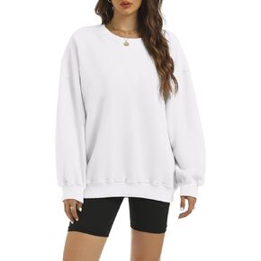 Nfsion المرأة المتضخم عادية كم طويل البلوز مريح هوديس Crewneck كنزة صوف البلوزات الخريف وتتسابق الملابس