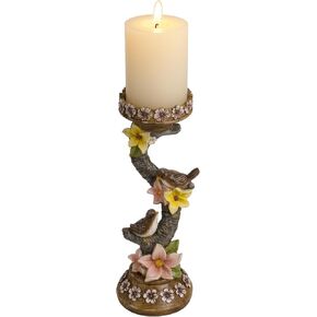 Candle Holders for Pillar Candles, 11.6in Tall Resin Rustic Vintage Pedestal Candle Stand Decorative, Farmhouse Table Centerpiece Fireplace Home Decor
