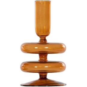 Saffron Candle Holder Stacked – by Alice Lane Home Collection - Elevate Your Ambiance – Exquisite Saffron Glass – Rich Warm Hue Stunning for All Occasions