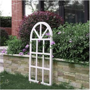 Glitzhome Window Frame Wall décor Rustic Arch Wooden Window Pane Country Farmhouse Decorations, 20" L x 1" W x 36" H