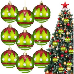 12 Pcs Christmas Ball Ornaments 2.4 Inch Black and White Christmas Hanging Balls Red Green Glittering Balls Elf Plastic Balls for Xmas Tree Decoration(Fresh Style)