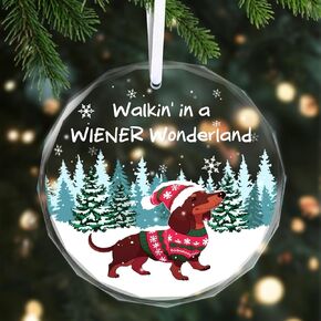 Christmas Ornaments 2024, Dachshund Christmas Decorations Weiner Dog Decor Dachshund Gifts for Women Glass Christmas Dachshund Ornament with Box
