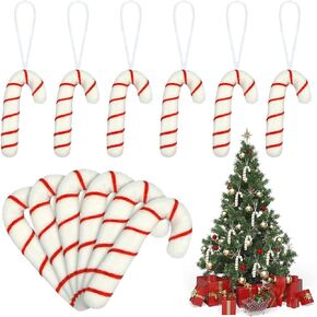 Tatuo 12 Pieces Christmas Lollipop Ornament Candy Cane Hanging Decorations Felt Candy Canes Ornaments Candy Christmas Tree Decorations Christmas Tree Ornaments (Cute Color,2.76 x 1.18 Inches)