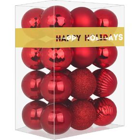 Rose Red 3.2" Large Christmas Balls - Christmas Tree Decoration Ornaments Shatterproof Hanging Balls for Birthday Halloween Holiday Wedding Decorations Set of 24pcs