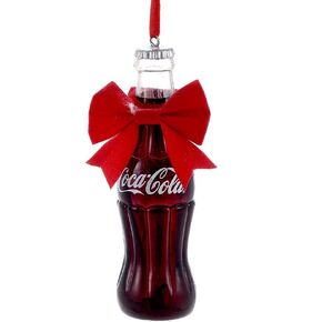 4.5in Coca-Cola Bottle with Gift Tag Plastic Christmas Ornament