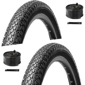 2 Pack 26 inch Bike Tires - 26x2.125 Beach Cruiser Bicycle Tires for Folding Replacement Bike with 26 inch Schrader Valve Bike Tubes, 2 Tire Levers