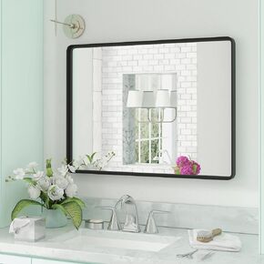 HBCY Creations 20x30 Inch Rectangle Black Mirror Deep Frame Mirror, Black Vanity Mirror, Black Mirror for Bathroom, Matte Black Bathroom Mirror, Rectangle Mirror for Bathroom, Bathroom Mirror Black