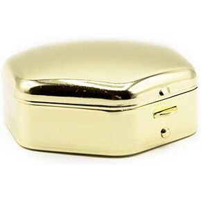 Gold Octagon - Pocket Purse Portable Travel Pill Box & Medicine Organizer (3 Compartments)