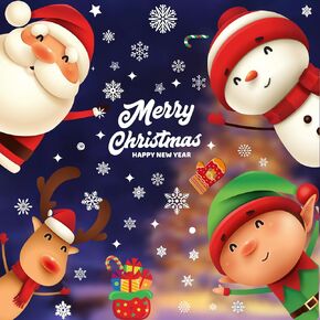 82Pcs Christmas Window Clings Decorations for Glass Window Decals Snow Snowman Santa Claus Double Sided Static Christmas Window Stickers Cartoon Deer Window Silhouette Wall Decor Party Christmas Decor