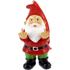 Gnometastic Holiday Double Bird Gnome Ornament, 3.5 Inch - Inappropriate, Funny Christmas Ornaments for Adults, Holiday Home Decor and White Elephant Gifts for Adults