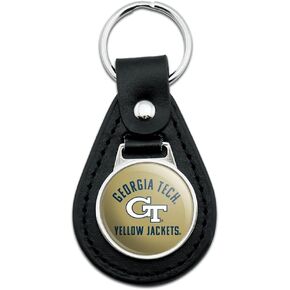 GRAPHICS & MORE Black Leather Georgia Tech Yellow Jackets Keychain